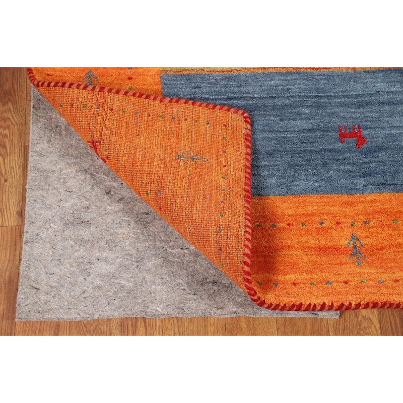 Striped Gabbeh Indian Rug Hand-Knotted Wool Carpet - 6'7"x 9'9"