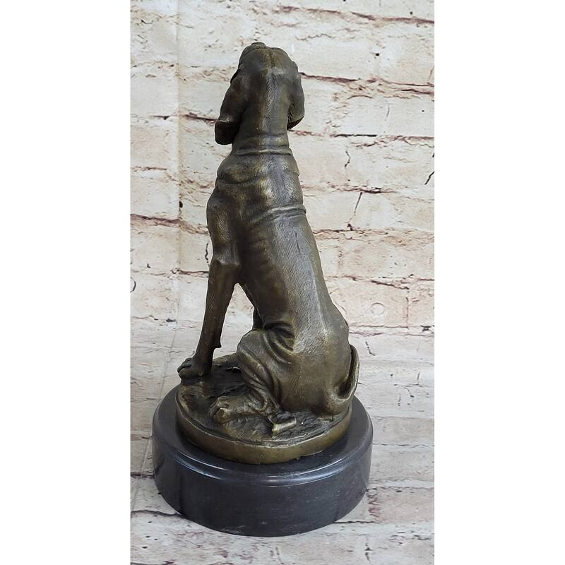 Signed Cain Bloodhound Bronze Marble Sculpture Pet Dog Figure Mans Best Friend