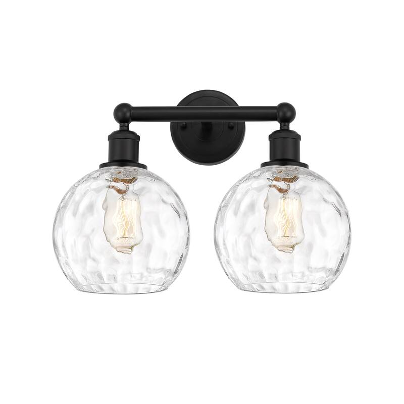 Innovations Lighting Athens Water Glass - 2 Light 17" Bath Vanity Light - Clear/Matte Black