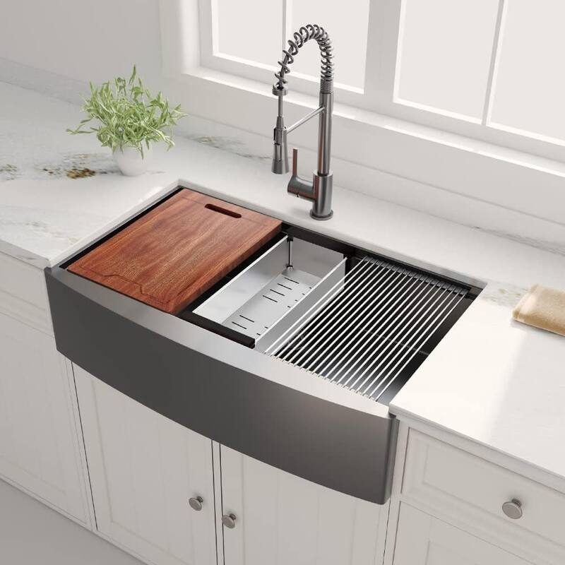 36 Inch Apron Front Workstation Farmhouse Kitchen Sink Single Bowl