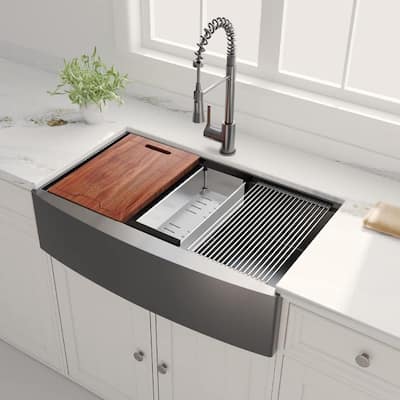 36 Inch Apron Front Workstation Farmhouse Kitchen Sink Single Bowl