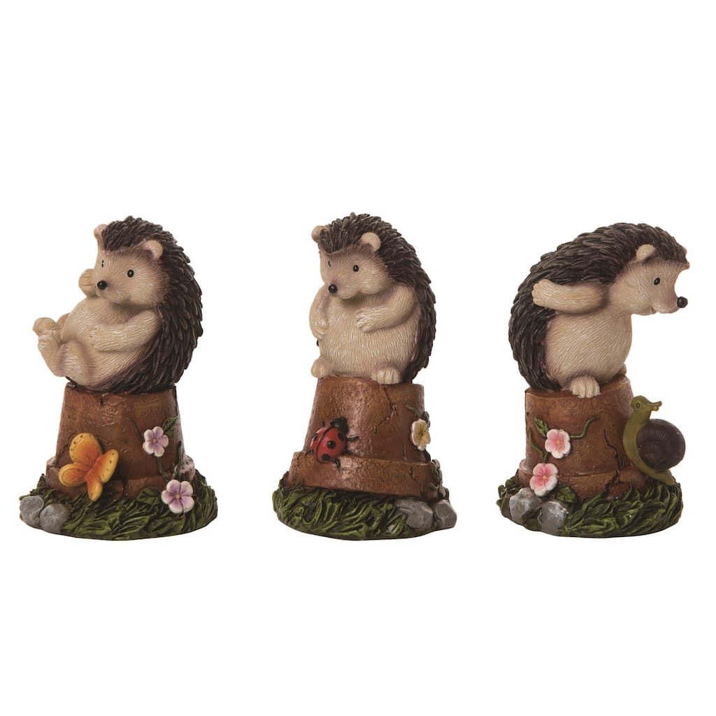 Transpac Resin Garden Hedgehog Figurine Set of 3 Spring Home Decorations