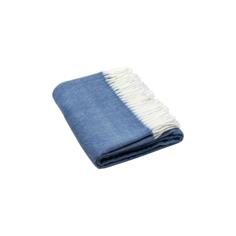 HomeRoots 50" X 60" Denim Blue Woven Herringbone Plush Throw Blanket