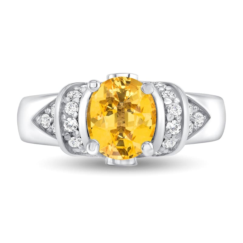 1.51 ct Yellow Sapphire and Diamond Ring in 14k White Gold