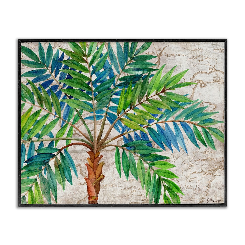 Stupell Aqueous Palm Tree Framed Giclee Art Design By Paul Brent
