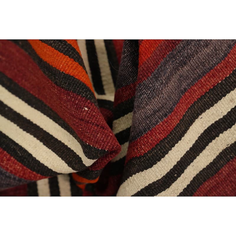 Hand Woven Oriental 100% Wool Carpet Southwestern Geometric Oranges & Rust Kilim Area Rug - 10' 8'' X 4' 11''