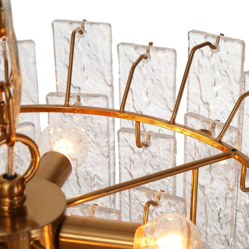Elver Modern Gold 8-Light Glacier Chandelier Hand-blown Art Glass for Bedroom Foyer Dining Room