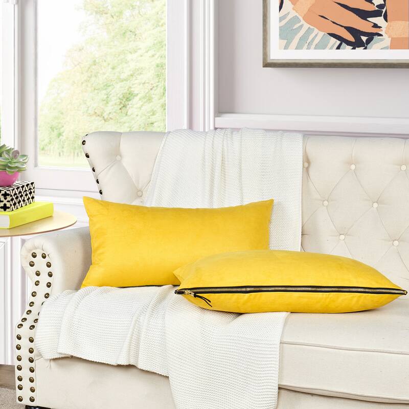 Suede 2 Piece Pillow Shell Set with Big Zipper, NO INSERT