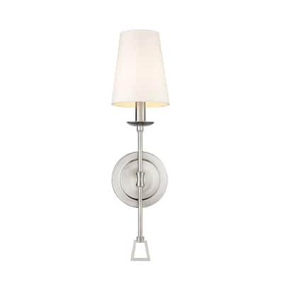 Dimmable Rustic One 1-Light Wall Sconce with Shade in Nickel