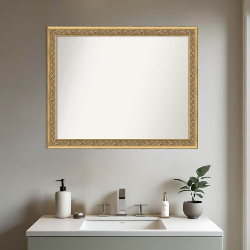 Carter Dark Gold Non-Beveled Wood Framed Bathroom Vanity Wall Mirror - Carter Dark Gold