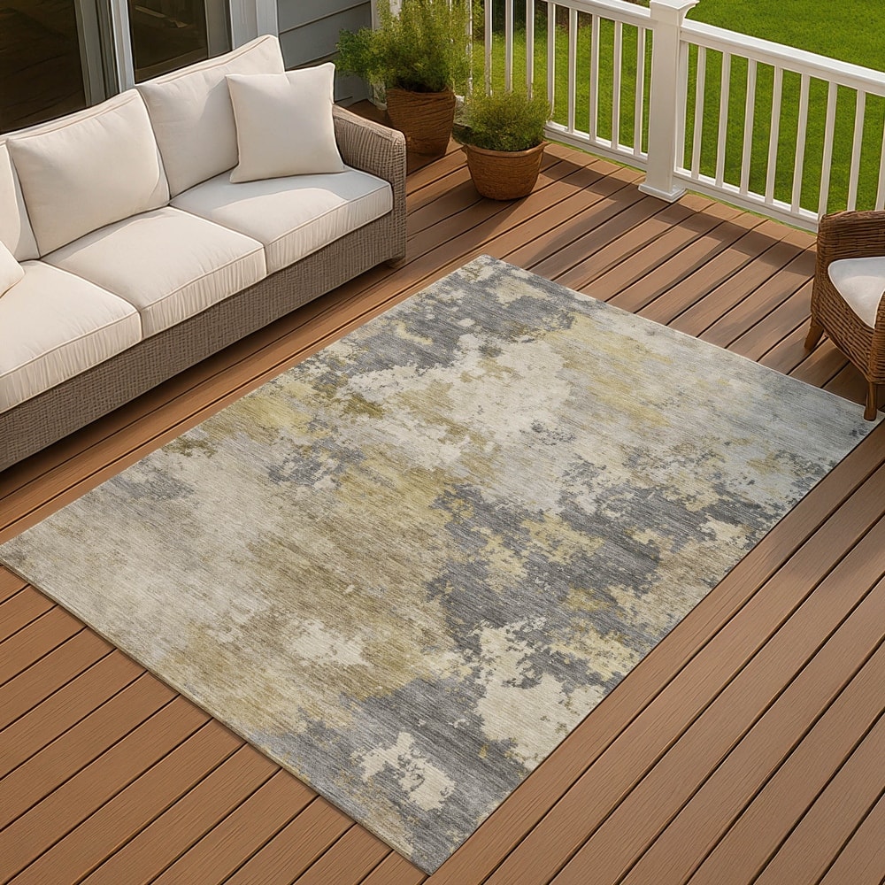 Machine Washable Indoor/ Outdoor Modern Contemporary Chantille Rug
