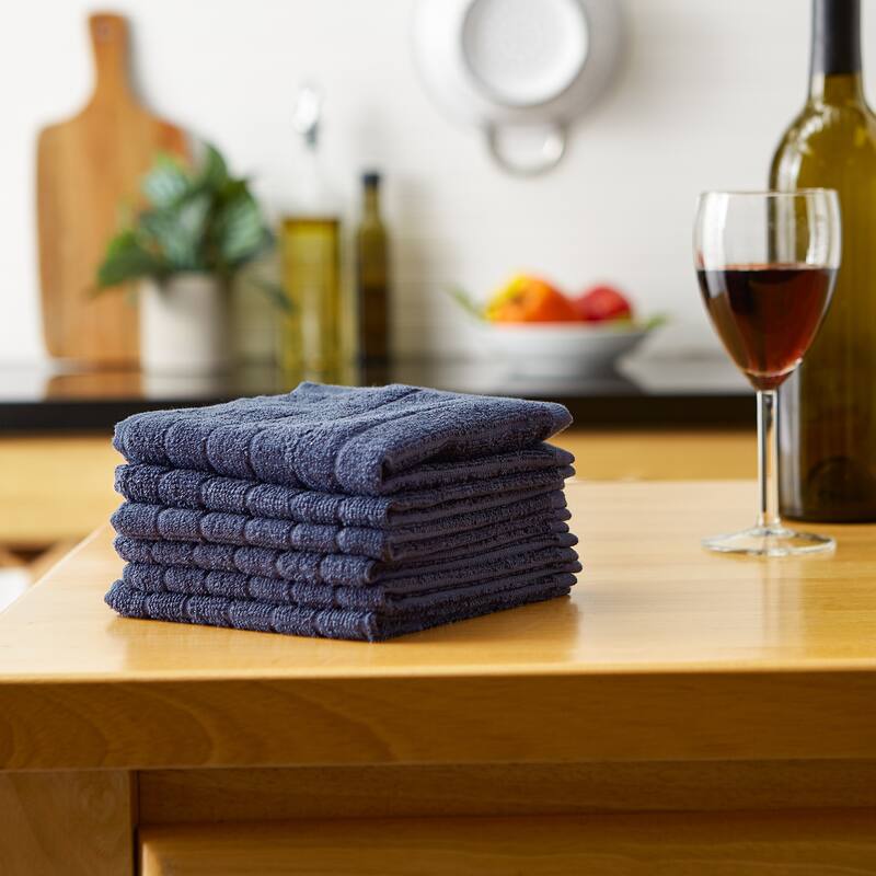 DII Solid Windowpane Terry Dishcloth Set of 6