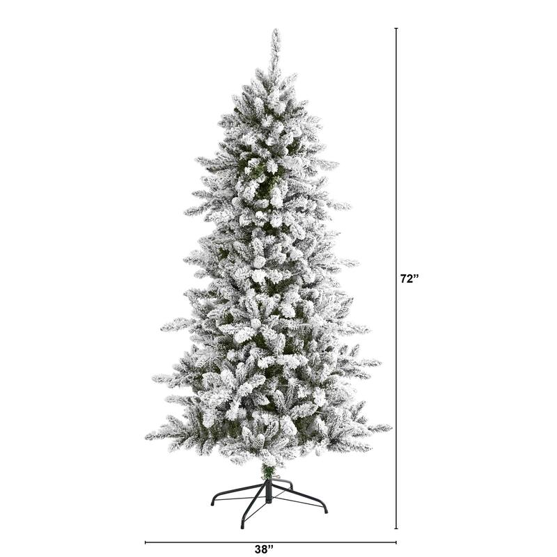6' Flocked Livingston Fir Artificial Christmas Tree with Pine Cones
