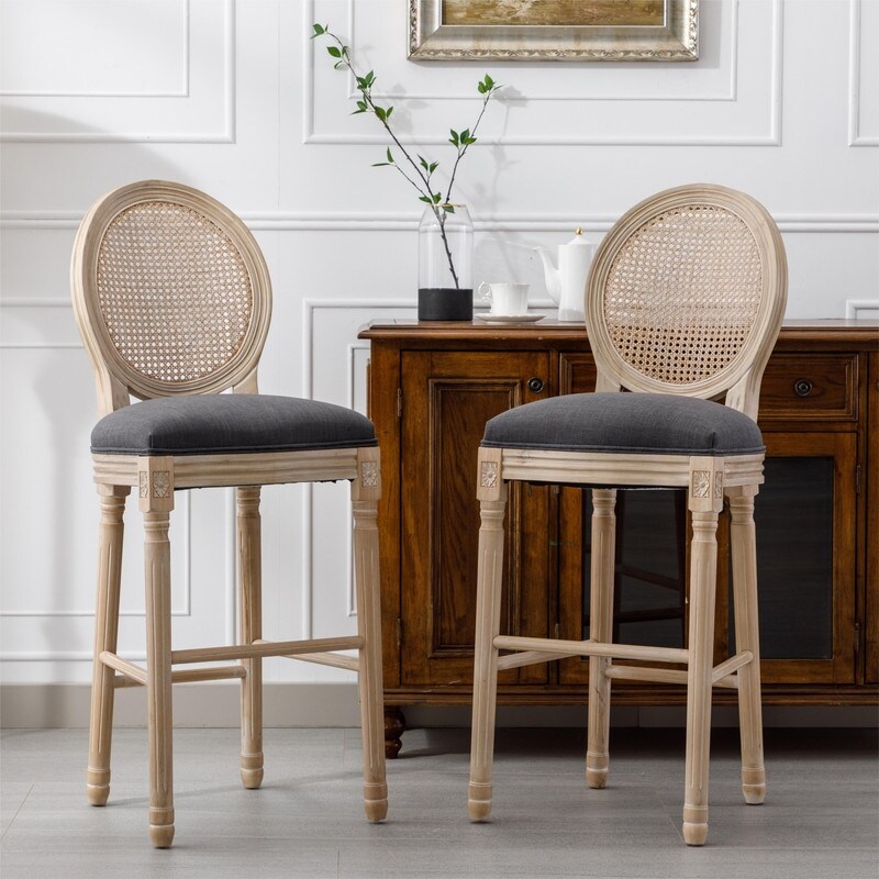 Vintage wicker top bar stools
