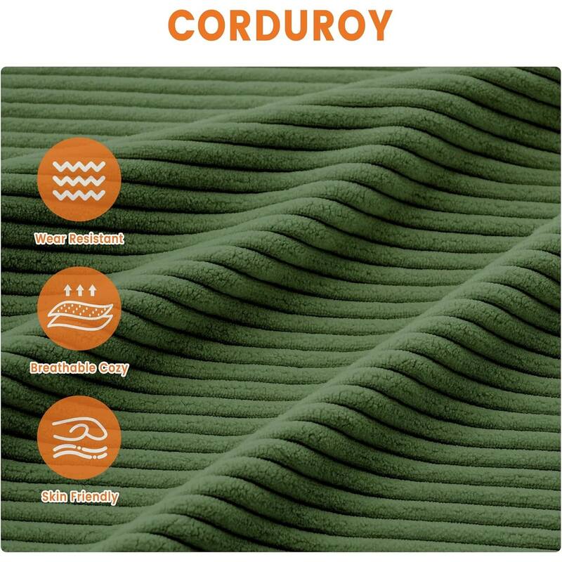 3 Seater Corduroy Upholstered Couches, with Wide Armrests, 83"