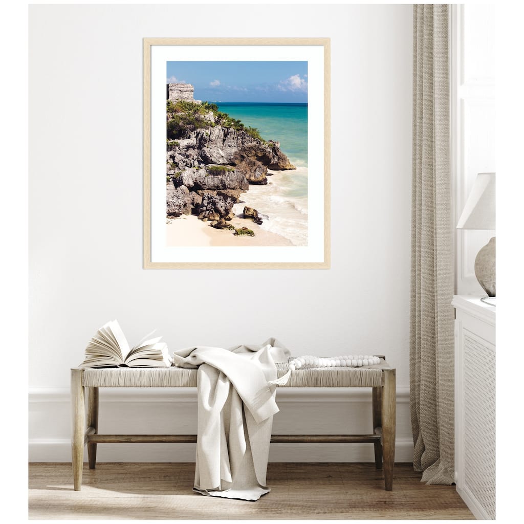 Kate and Laurel Framed Art Tulum Ruins Mexico Seascape by Stephanie Klatt