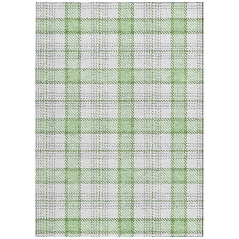HomeRoots Plaid Transitional Rectangle Outdoor Rug