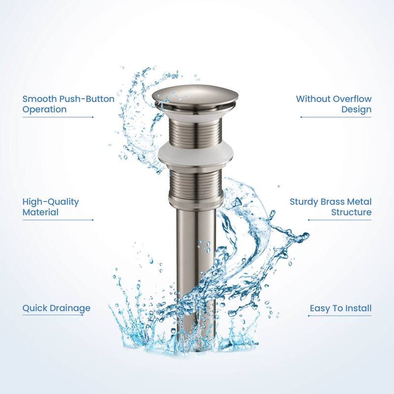 Bathroom Sink Pop Up Drain Stopper Full Cover without Overflow