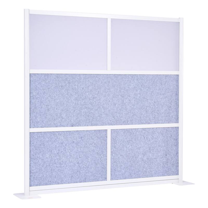 Office Divider Privacy Panel 70"x70" with Frosted Windows - 70 x 11.8 x 70 in