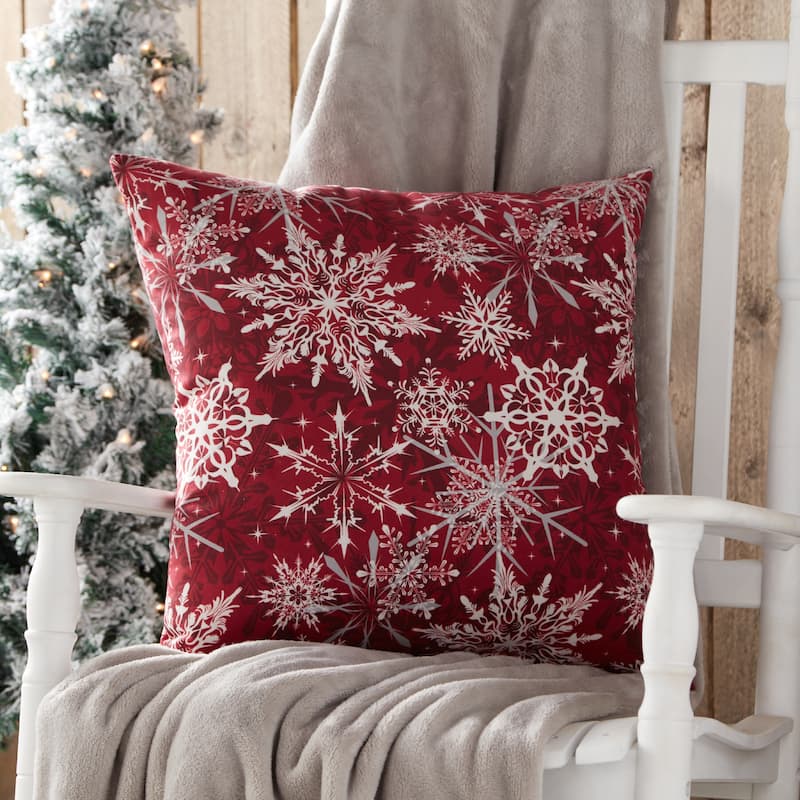 Snowflakes 18-inch Holiday Throw Pillow