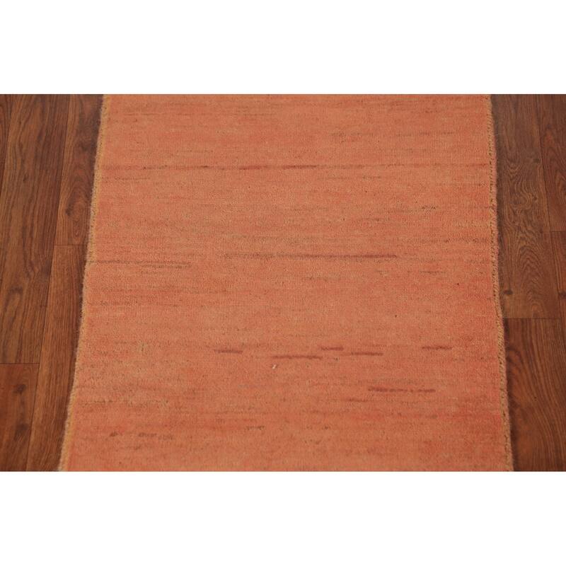 Orange Gabbeh Oriental Runner Rug Handmade Hallway Wool Carpet - 1'11" x 5'11"