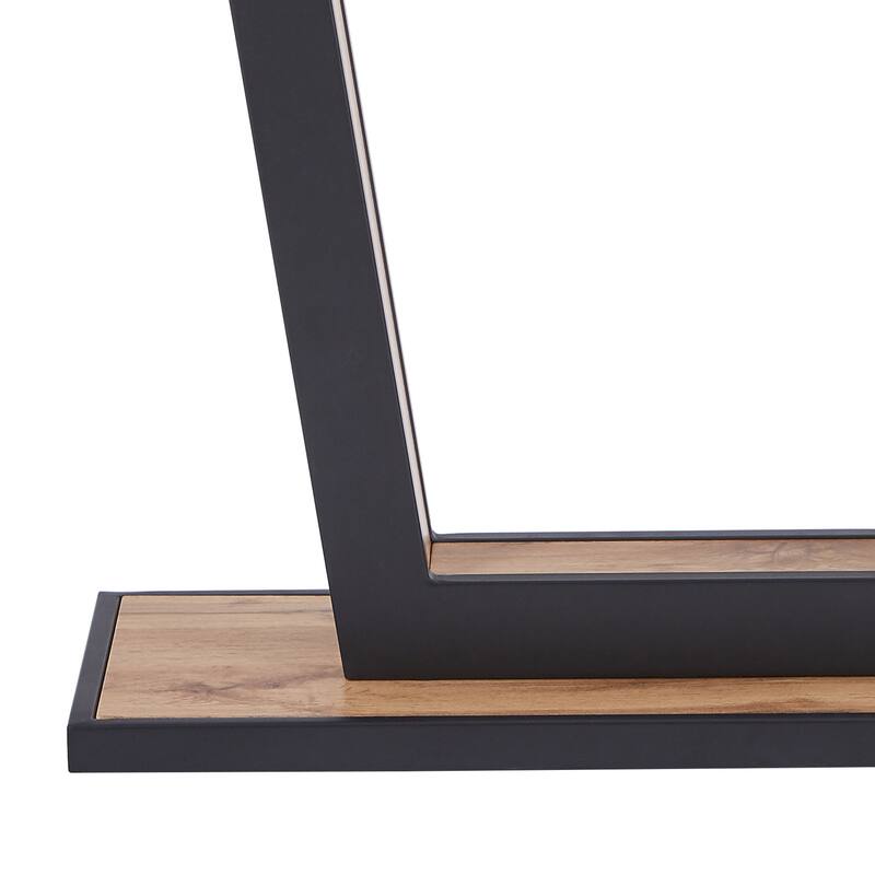 Modern MDF & Metal Console Table - Natural & Black