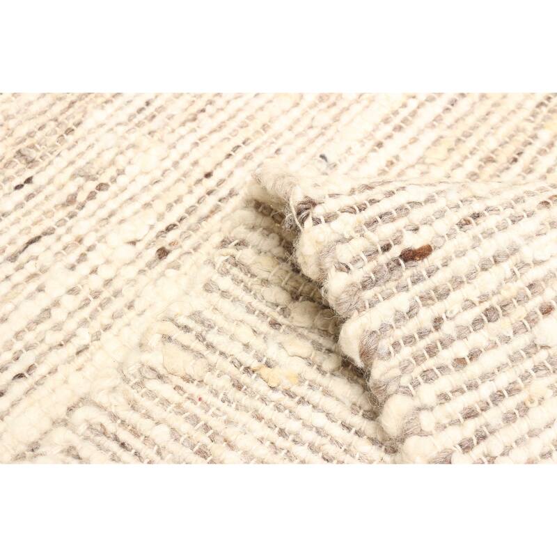 ECARPETGALLERY Braid weave Sienna Cream Wool Rug - 5'1 x 7'7