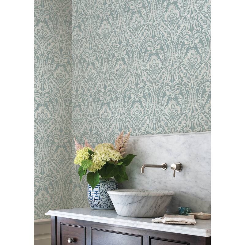 A-Street Prints Berkshire Denim Damask Wallpaper