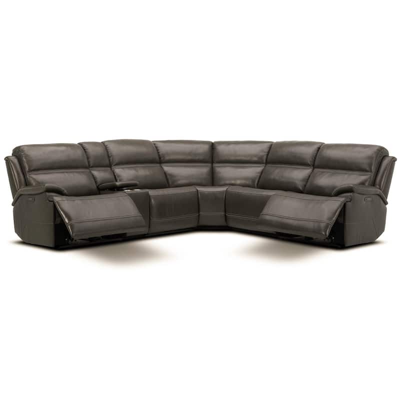 Bentley Leather Dual Power Reclining 6 Piece Sectional