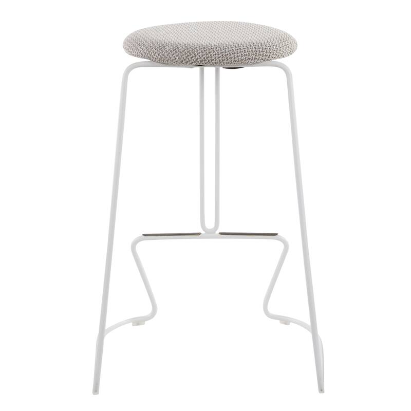 Finn Counter Stool in White Steel and Charcoall Fabric - Set of 2 - 19.5"Lx18"Wx25.75"H