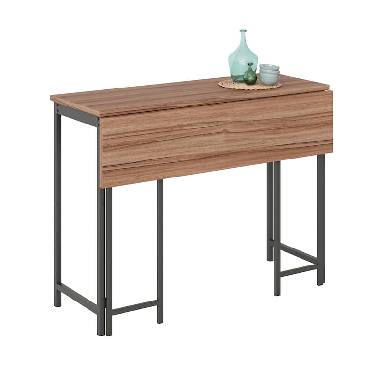 Wood Drop Leaf Table with Flip-Up Top - Brown