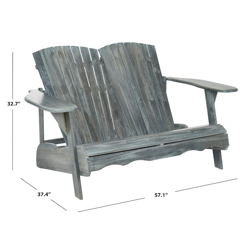 SAFAVIEH Outdoor Fanie Adirondack Acacia Wood Bench - 57Wx37Dx33H