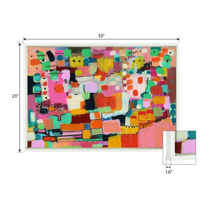 Kate and Laurel Sylvie Sunset Fiesta Framed Canvas Set by Leah Nadeau