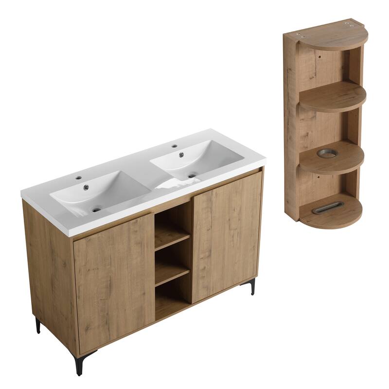 48" Freestanding Bathroom Vanity With Double Sink - 48" with Storage Rack