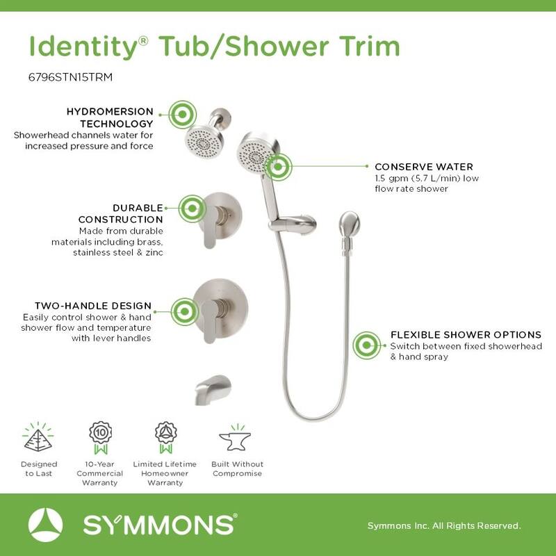 Symmons 679615TRM Identity HydroMersion Pressure Balanced Tub and