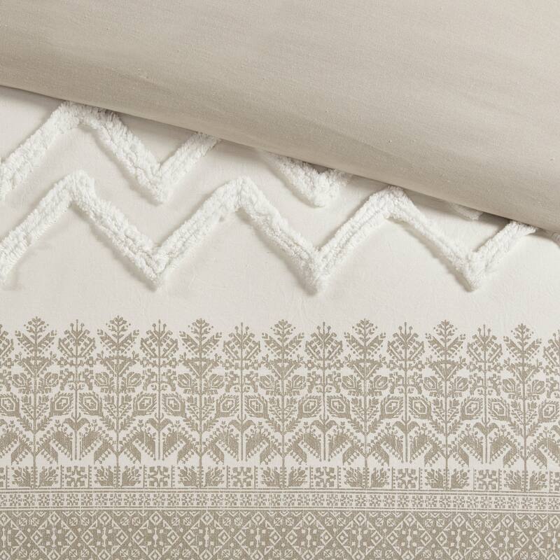 INK+IVY Mila 3 Piece Cotton Duvet Cover Set with Chenille Tufting