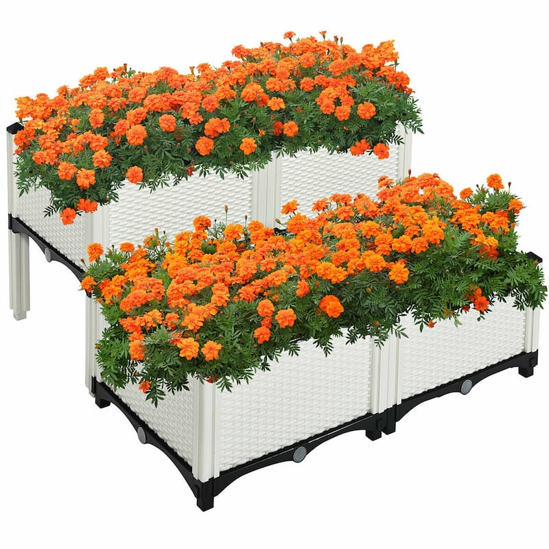 Costway Set of 4 Raised Garden Bed Elevated Flower Vegetable Herb Grow - See Description