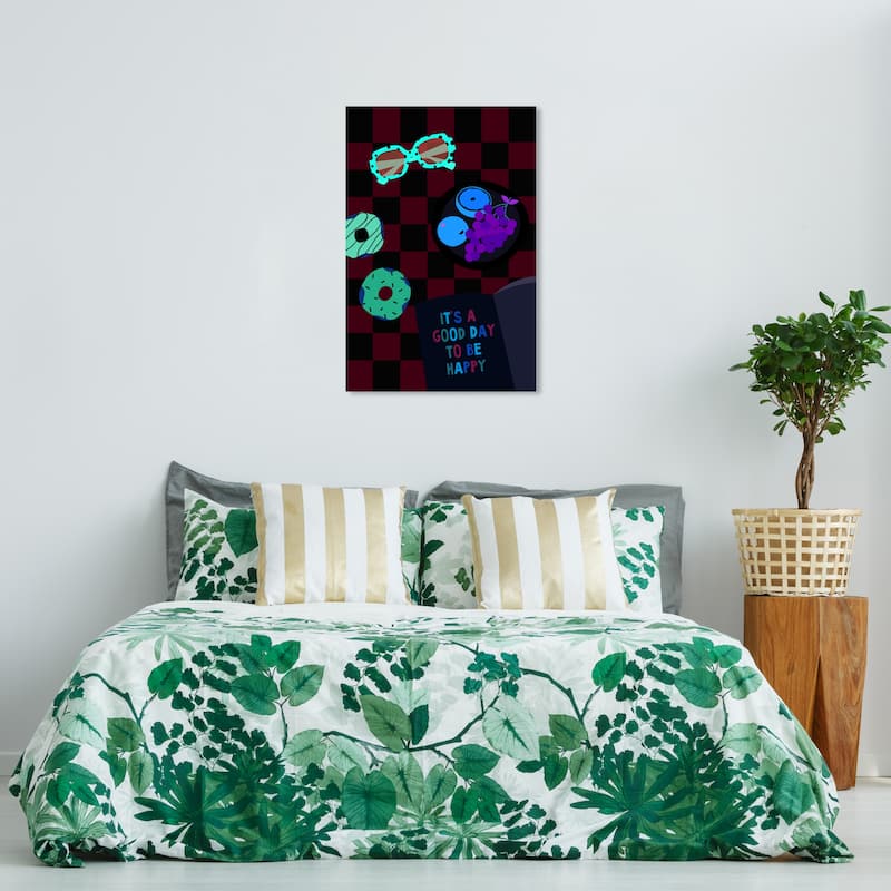 Wynwood Studio Canvas Food and Cuisine A Happy Day Blue and Light Blue Modern & Contemporary Wall Art Canvas Print - 36 x 24