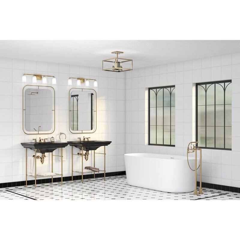 Spenser Collection Four-Light Brushed Gold Industrial Vanity Light - 32.87 in x 5.5 in x 7.62 in