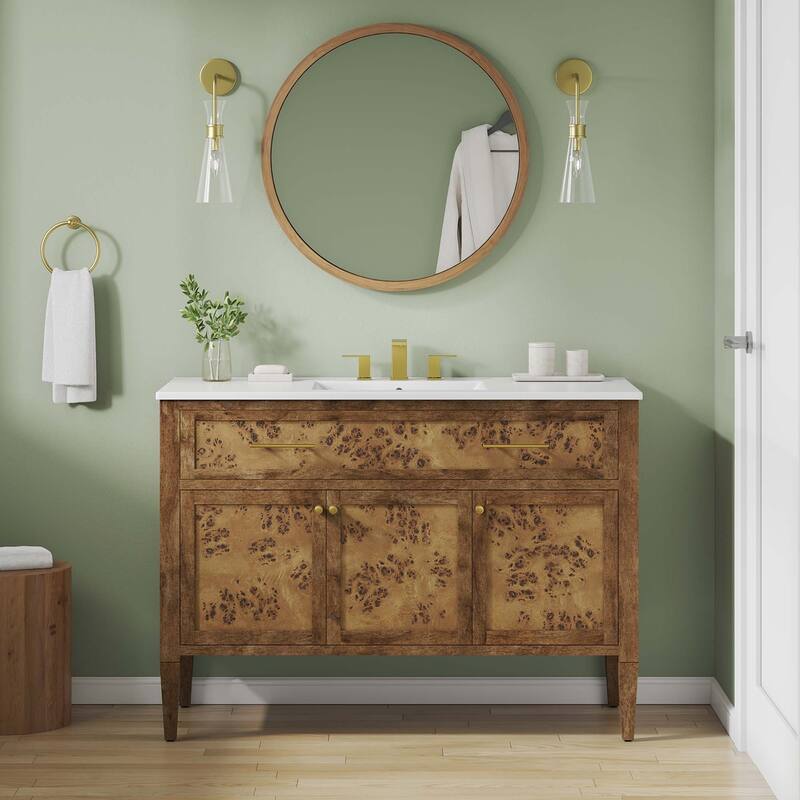 Elysian Bathroom Cabinet Basin Not Included - 48" Single - White Brown