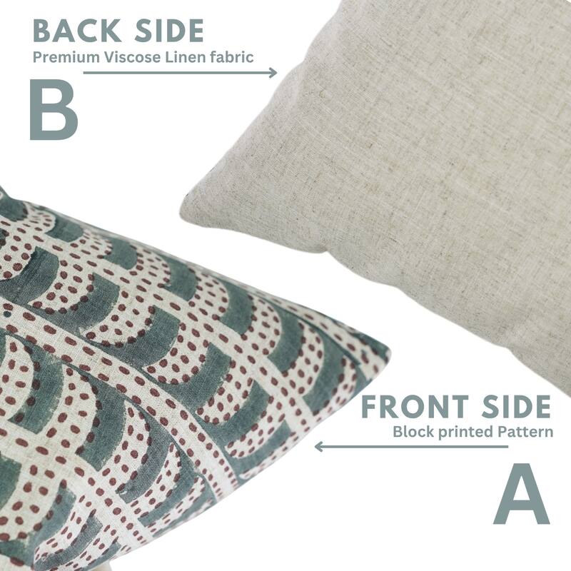 Fabdivine Hand Block Home Decorative Accent Sofa, Couch Throw Linen Cushion Cover