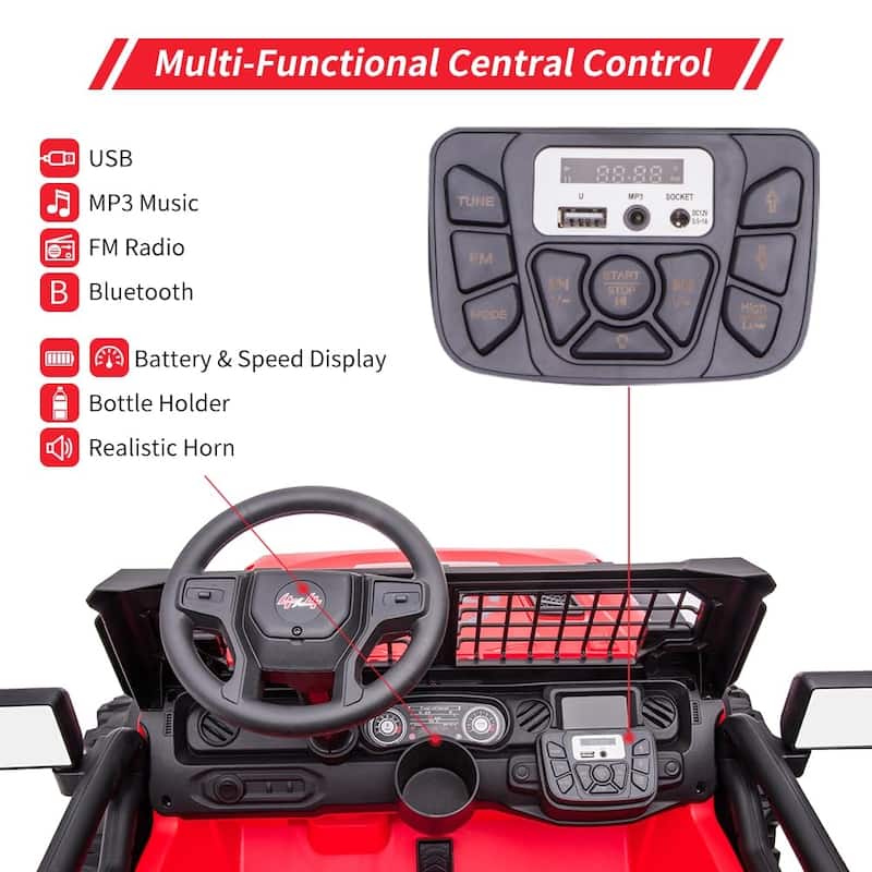 24V 2 Seats Kids Ride Extra Large Seat Wide Truck