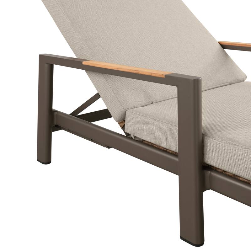 Arlo Teak & Wicker Aluminum Dual-Use Outdoor Chaise Lounge (Set of 2)