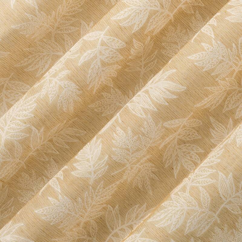 No. 918 Koda Woven Jacquard Leaf Semi-Sheer Rod Pocket 1-Piece Curtain Panel, Single Panel