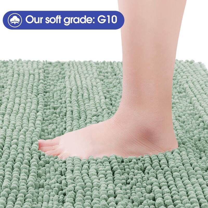 Ultra Soft Striped Non Slip Chenille Bathroom Rug Set 3 Pieces