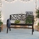 preview thumbnail 1 of 6, PHI VILLA 50 Inch Cast Iron Steel Frame Flower Pattern Garden Bench