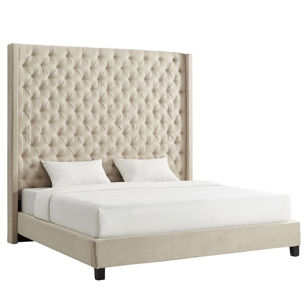 Naples Wingback Button Tufted 84-inch Headboard Platform Bed by iNSPIRE Q Artisan
