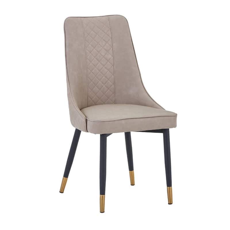 Allure Dining Chairs with Fabric/Leather Seat and Black Oak Wood Legs - Leather Taupe