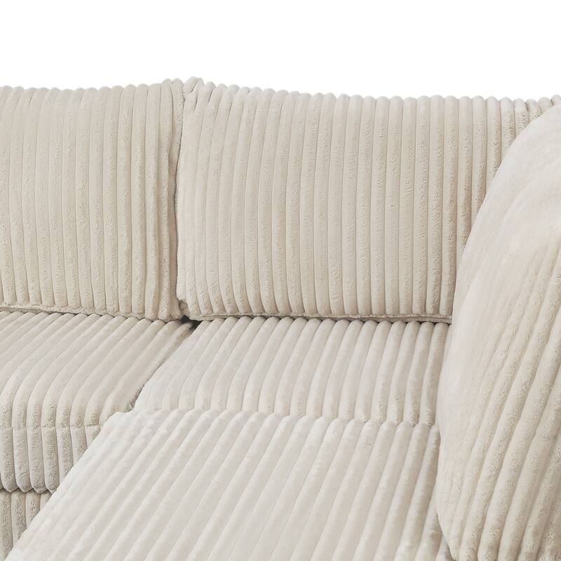 Adeco Modern L-Shape Sectional Sofa Set with Ottoman - 115.5"X81.25"X33.5"