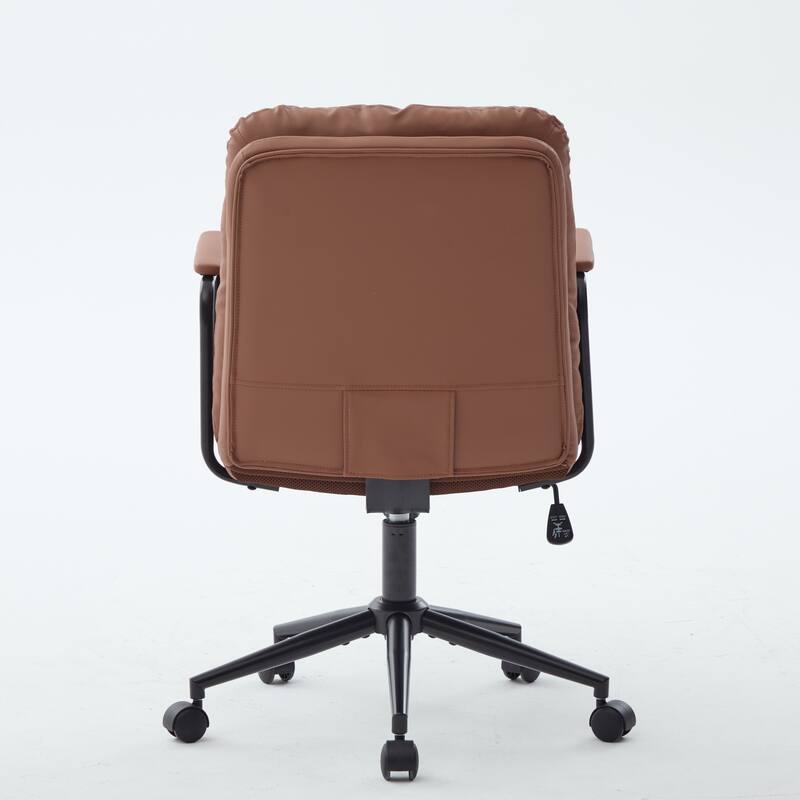 Anmytek Ergonomic Swivel Rolling Office Desk Chair 40 Degree Recline Mid Back PU Leather